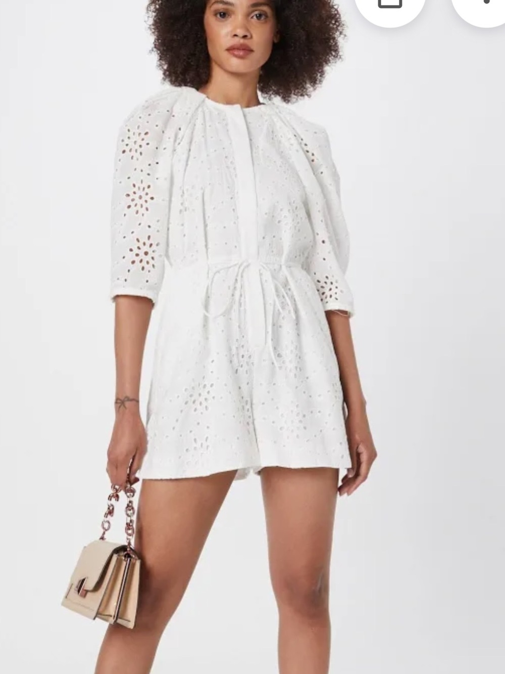 Bardot Ivory Eyelet Puffy Sleeves Romper!